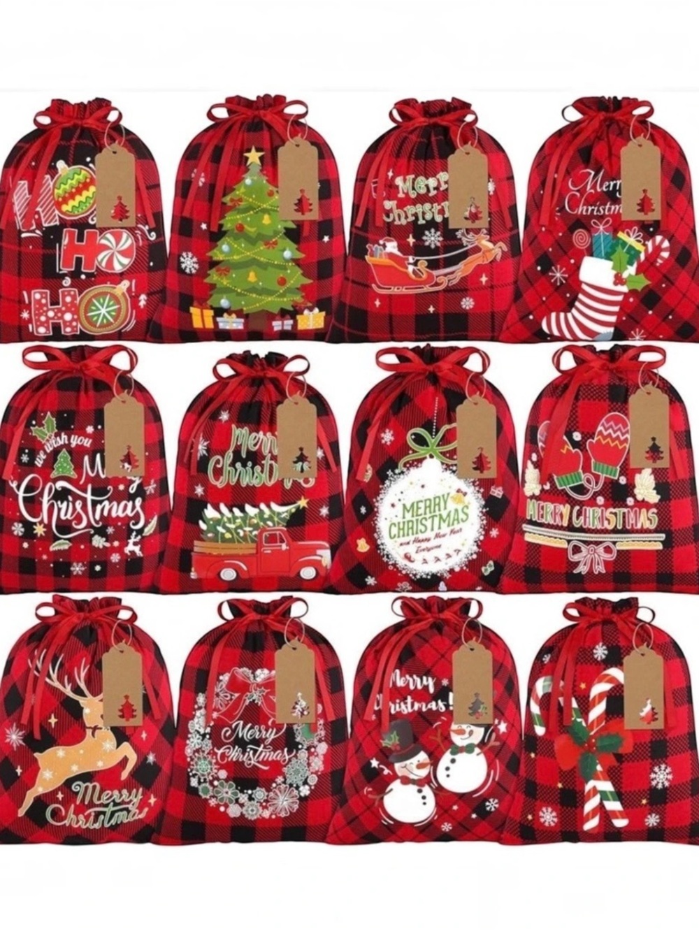 Christmas Gift Bag – Reusable fabric Pick 1 Design fabric New
